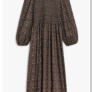 Selena Long Sleeve Smock Bodice Cotton Blend Midi Dress